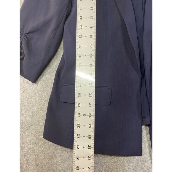 Loft Jacket Womens Size 14 Navy Open Front Cinched Sleeve W/ Tie Career - Picture 2 of 16